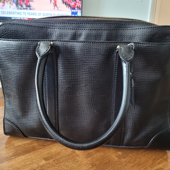 EUC Vintage Coach Metropolitan Commuter Double-zip Briefcase, black and brass - Picture 6 of 10